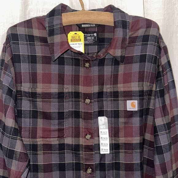 carhartt 2X Rugged Flex Loose Fit Midweight Flannel Long-Sleeve Plaid Shirt - Picture 5 of 15